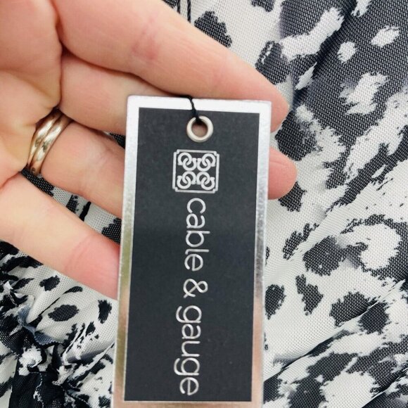 Cable & Gauge Womens Plus Size 2X Ruched Printed Long Sleeve Blouse White 315 - Picture 5 of 7